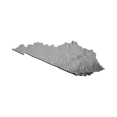 Kentucky Terrain Map detail view, ready for 3D printing and CNC routing