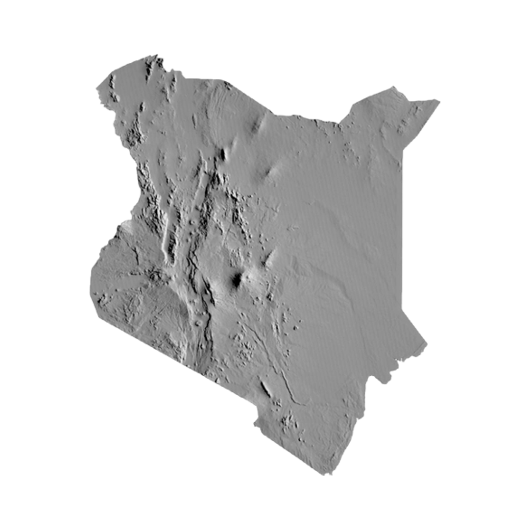 Kenya Terrain Map STL file for 3D printing and CNC routing, LightBurn and Vectric ready