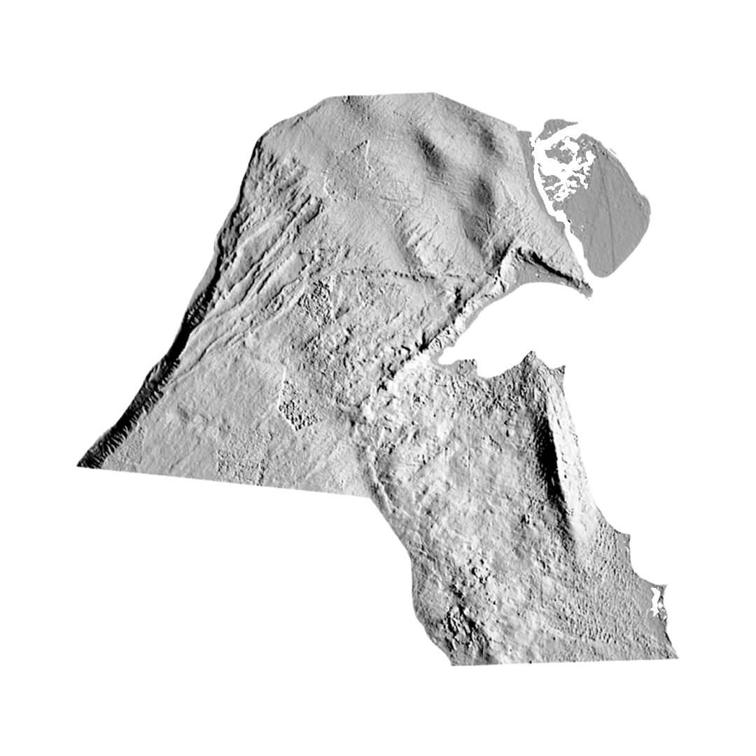 Kuwait Terrain Map STL file for 3D printing and CNC routing, LightBurn and Vectric ready