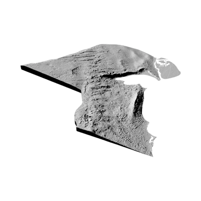 Kuwait Terrain Map detail view, ready for 3D printing and CNC routing