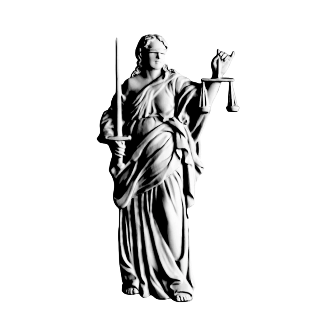 Lady Justice Statue STL file for 3D printing and CNC routing, LightBurn and Vectric ready