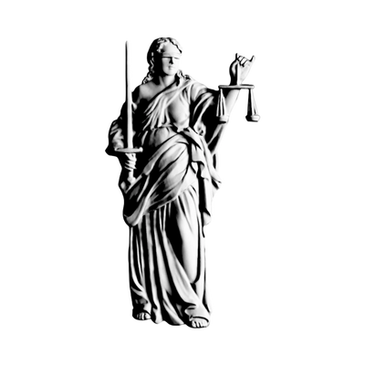 Lady Justice Statue STL file for 3D printing and CNC routing, LightBurn and Vectric ready