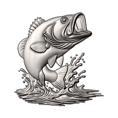 Large Mouth Bass STL file for 3D printing and CNC routing, LightBurn and Vectric ready