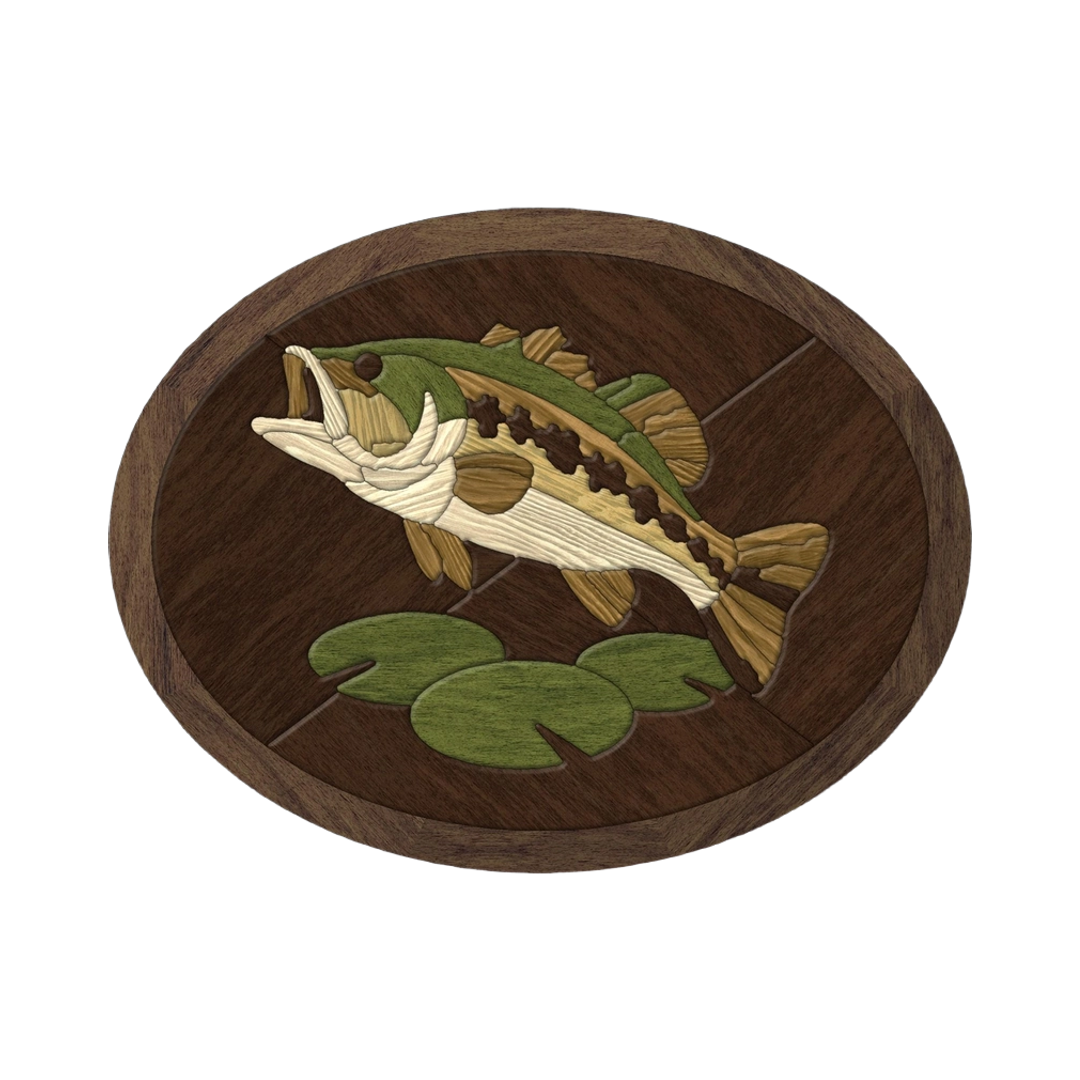 Largemouth Bass Intarsia SVG file for digital crafting, LightBurn and Vectric ready