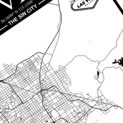 Las Vegas, Nevada City Map detail view, ready for laser cutting and CNC routing