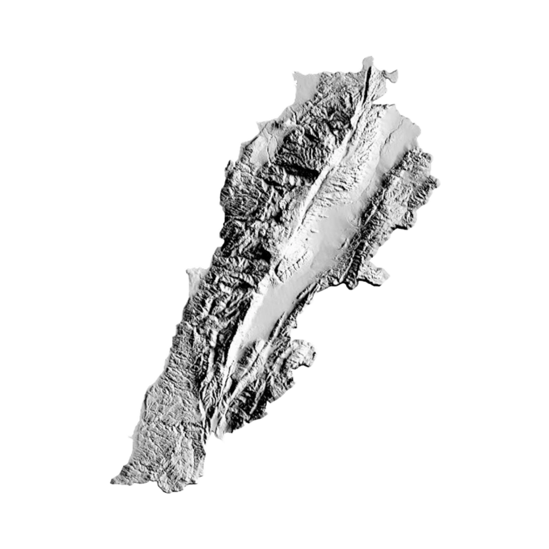 Lebanon Terrain Map STL file for 3D printing and CNC routing, LightBurn and Vectric ready