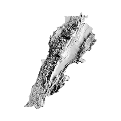 Lebanon Terrain Map STL file for 3D printing and CNC routing, LightBurn and Vectric ready