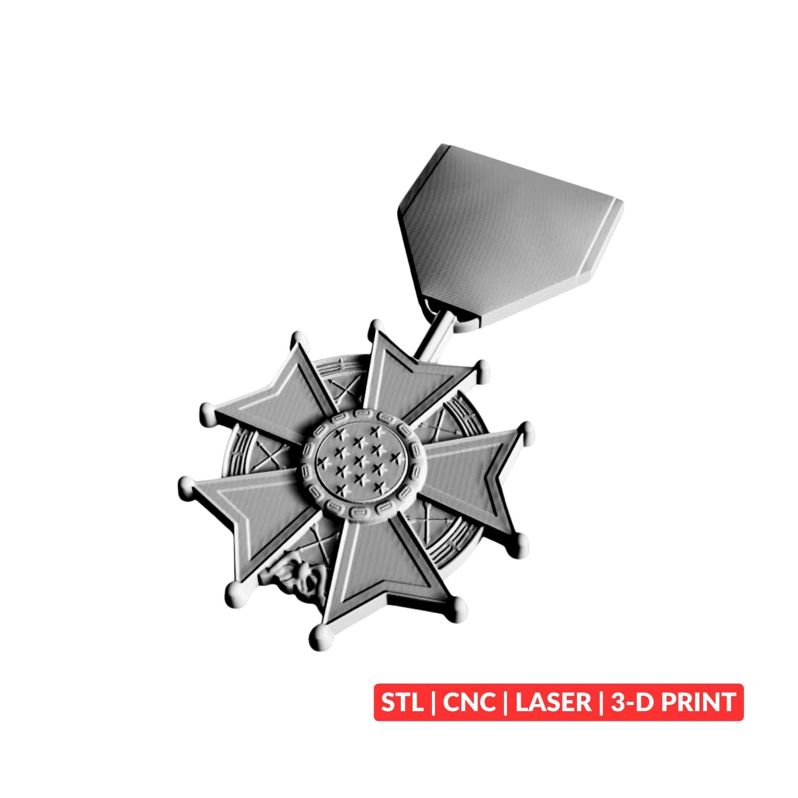 Legion of Merit detail view, ready for 3D printing and CNC routing
