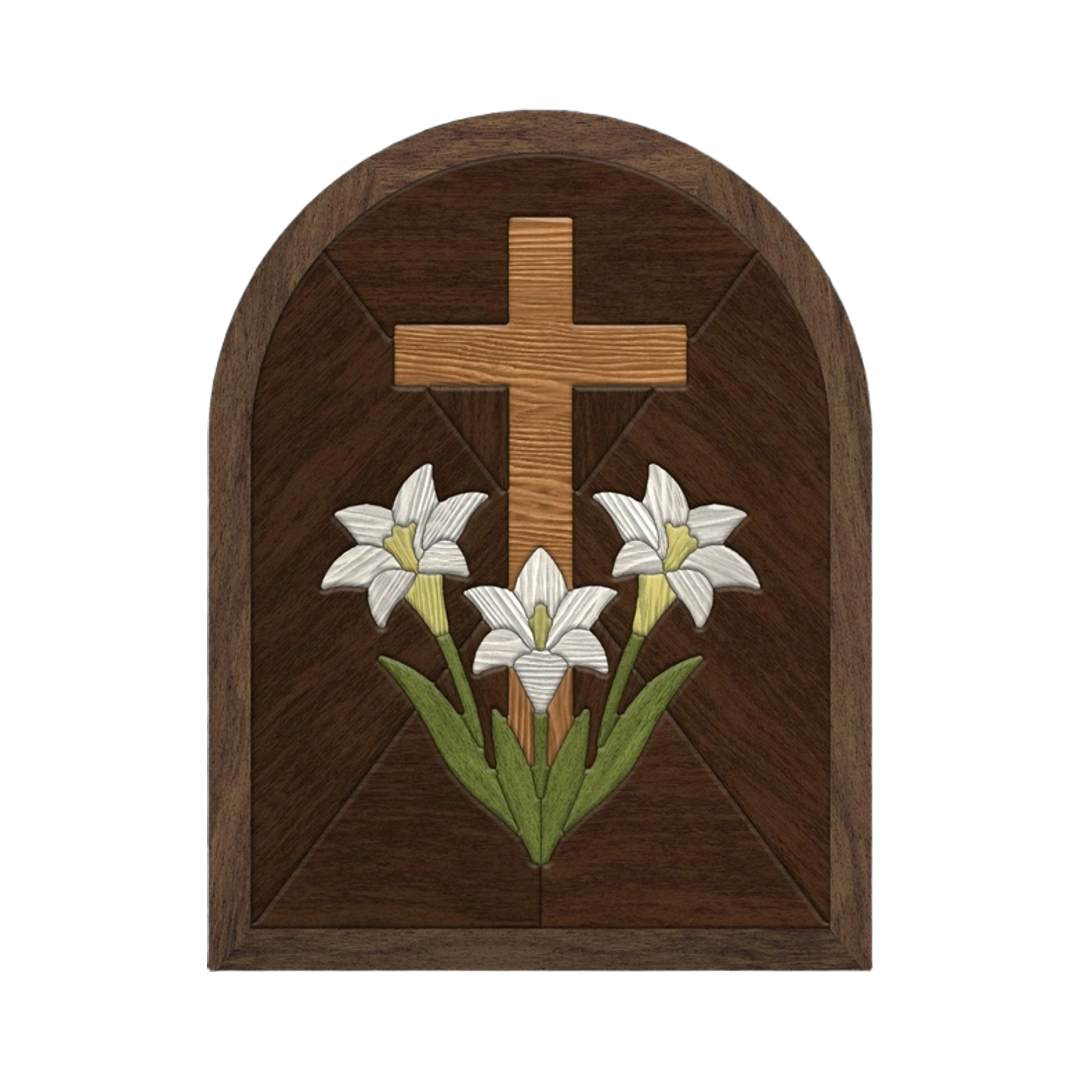 Lily Cross Intarsia SVG file for digital crafting, LightBurn and Vectric ready