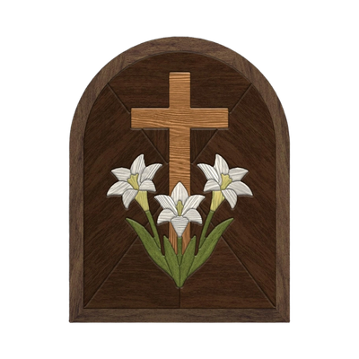 Lily Cross Intarsia SVG file for digital crafting, LightBurn and Vectric ready