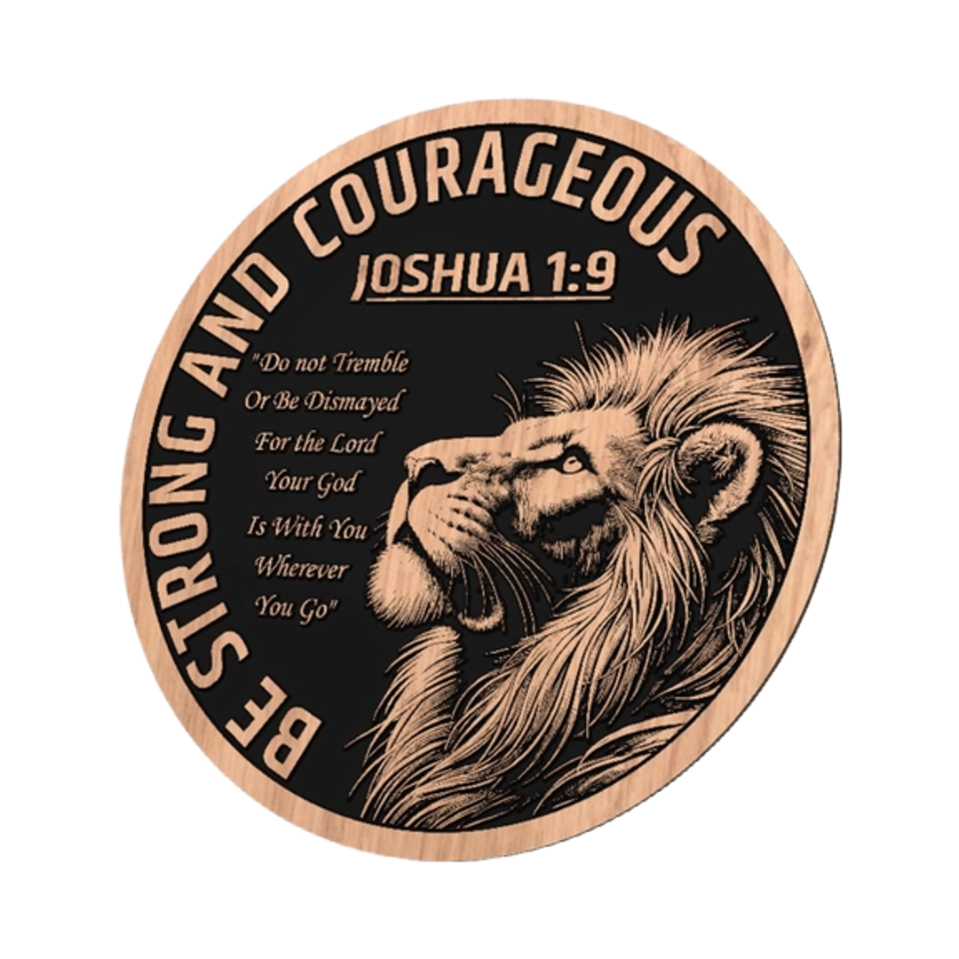 Lion Bible Verse Joshua 1:9 design preview, religious & faith