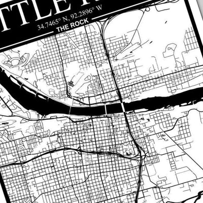 Little Rock, Arkansas City Map detail view, ready for laser cutting and CNC routing