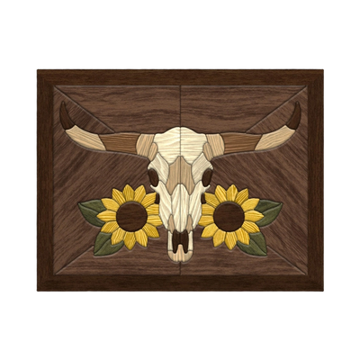 Longhorn Skull Intarsia SVG file for digital crafting, LightBurn and Vectric ready
