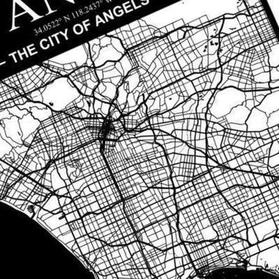Los Angeles, California City Map detail view, ready for laser cutting and CNC routing