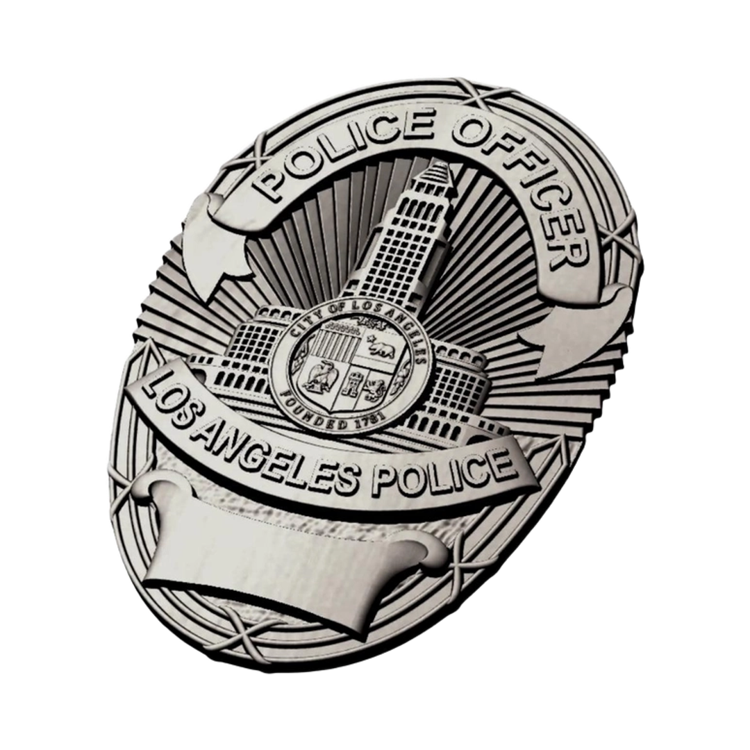 Los Angeles Police Badge detail view, ready for 3D printing and CNC routing