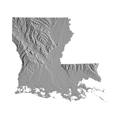 Louisiana Terrain Map STL file for 3D printing and CNC routing, LightBurn and Vectric ready