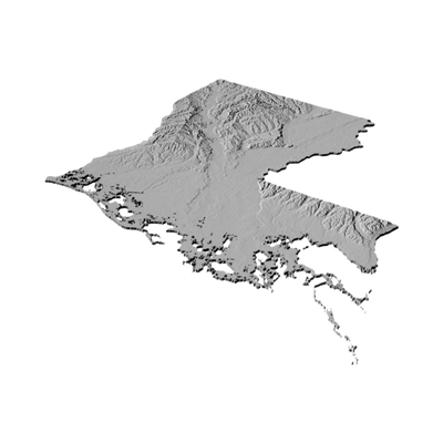Louisiana Terrain Map detail view, ready for 3D printing and CNC routing