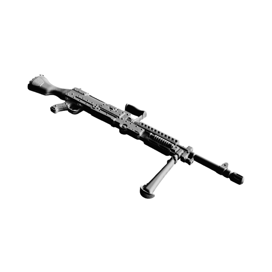 M249 Machine Gun detail view, ready for digital crafting
