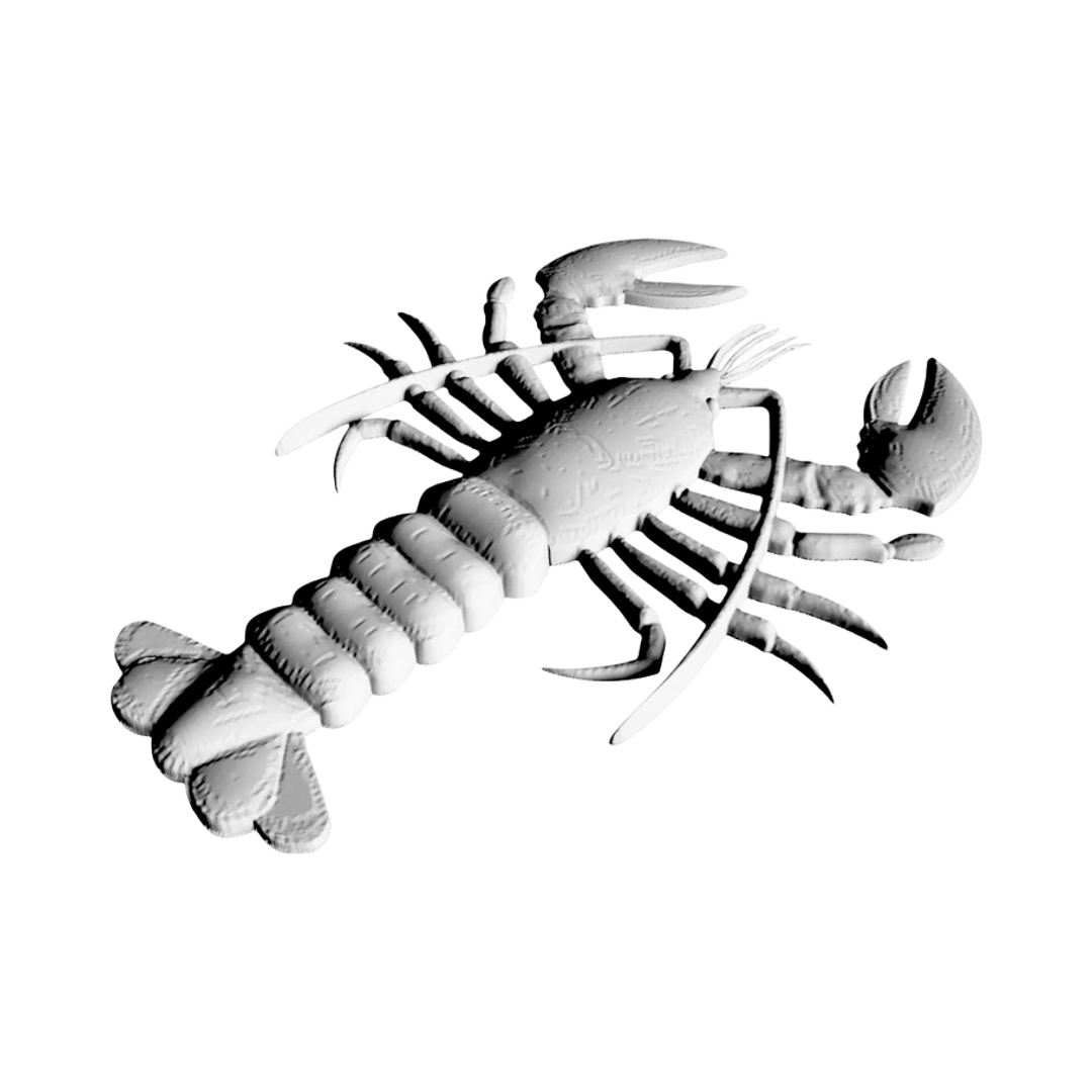 Maine Lobster detail view, ready for 3D printing and CNC routing