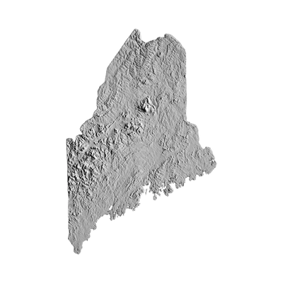 Maine Terrain Map STL file for 3D printing and CNC routing, LightBurn and Vectric ready