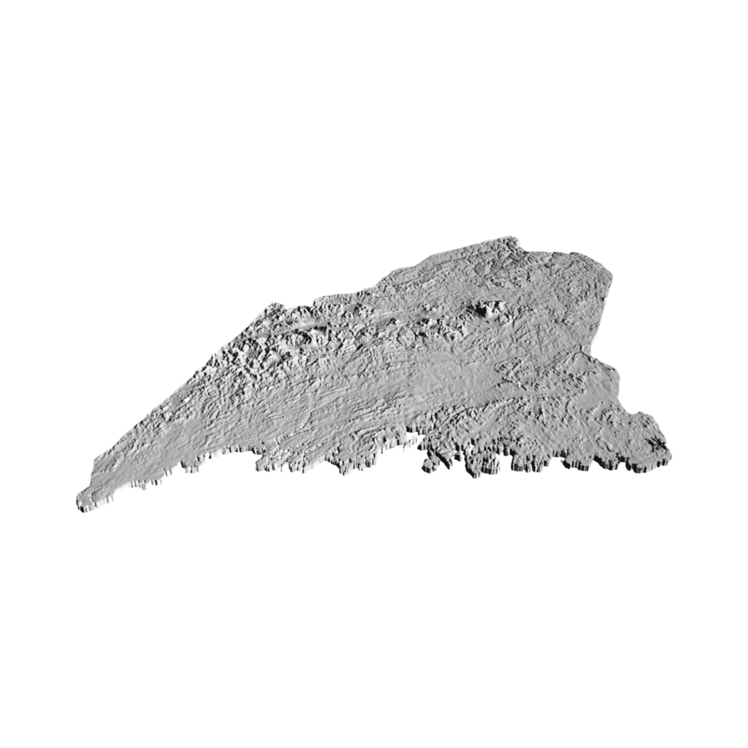 Maine Terrain Map detail view, ready for 3D printing and CNC routing