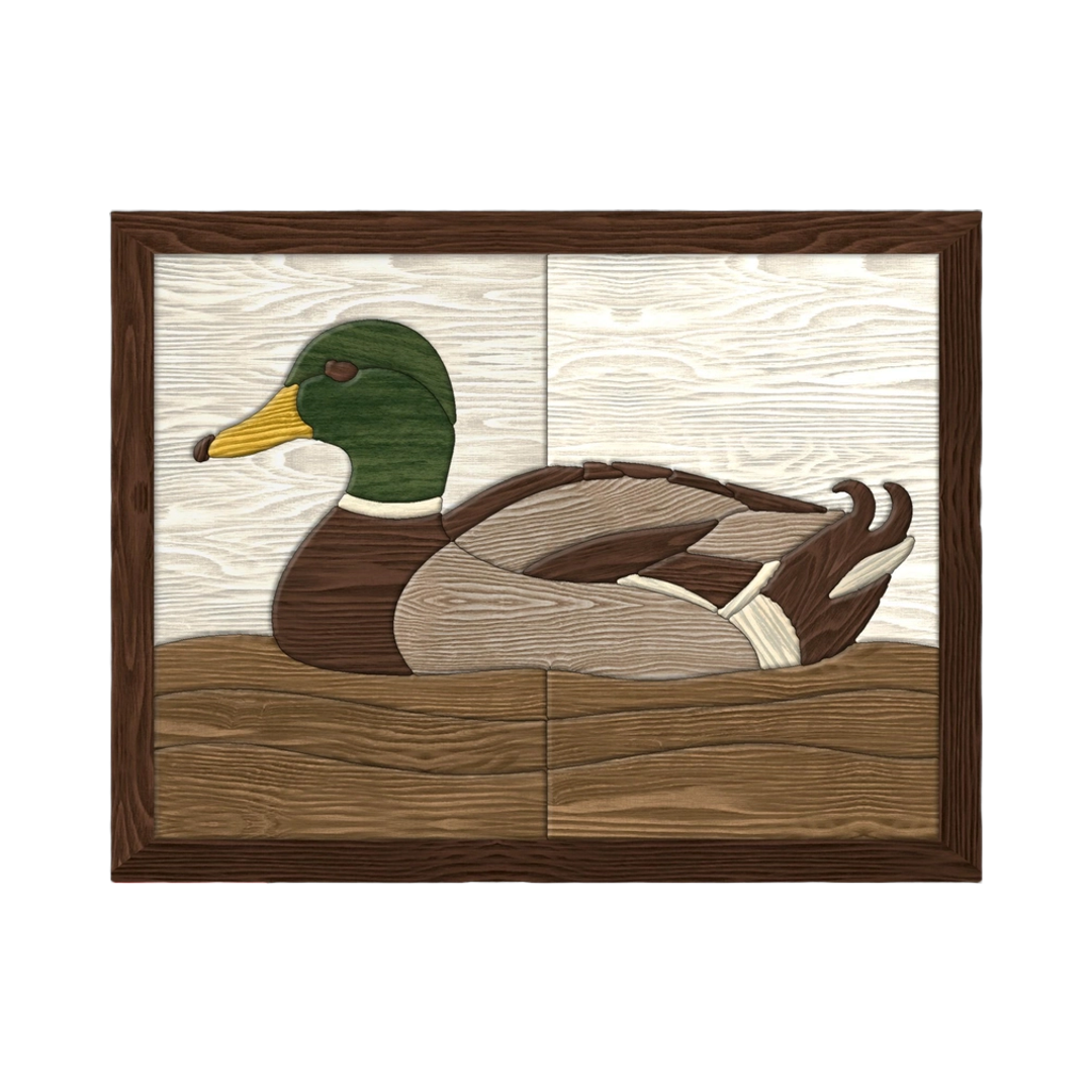 Mallard Drake Intarsia Pattern SVG file for digital crafting, LightBurn and Vectric ready