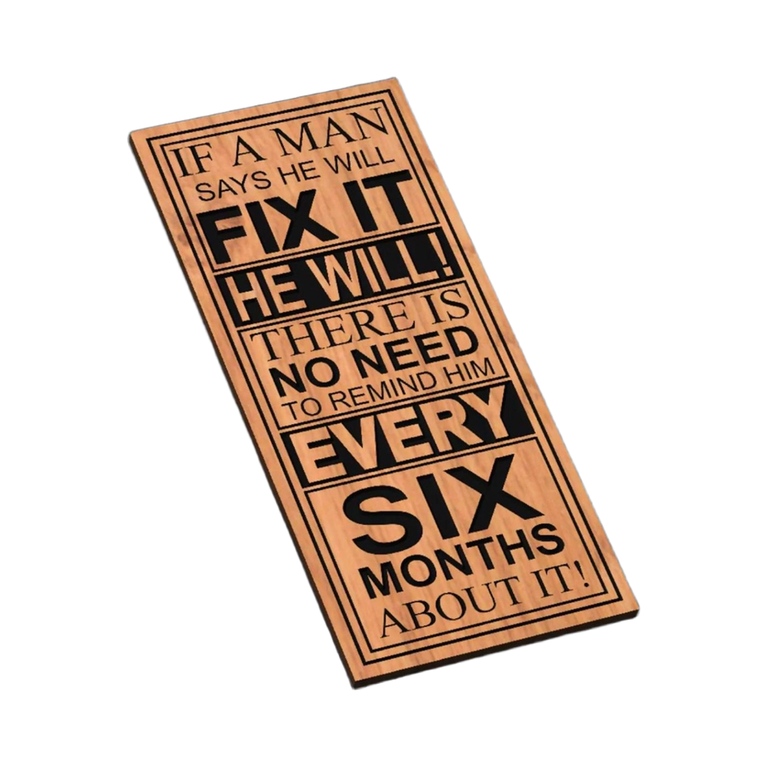 Man Fix It Sign SVG file for laser cutting and CNC routing, LightBurn and Vectric ready