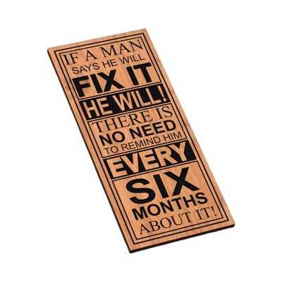 Man Fix It Sign SVG file for laser cutting and CNC routing, LightBurn and Vectric ready