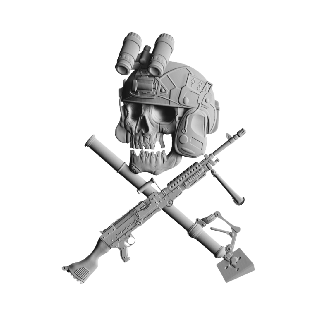 Marine Combat Skull STL file for digital crafting, LightBurn and Vectric ready