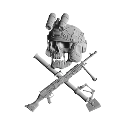 Marine Combat Skull STL file for digital crafting, LightBurn and Vectric ready