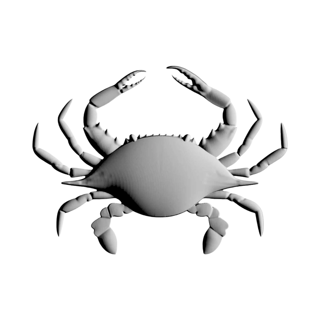Maryland Blue Crab STL file for 3D printing and CNC routing, LightBurn and Vectric ready