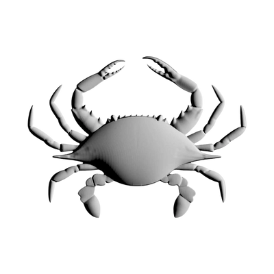 Maryland Blue Crab STL file for 3D printing and CNC routing, LightBurn and Vectric ready