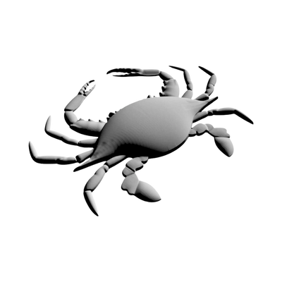 Maryland Blue Crab detail view, ready for 3D printing and CNC routing