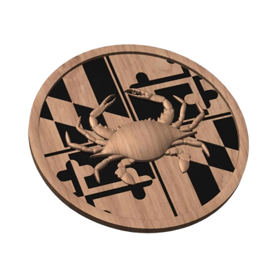 Maryland Flag Crab Circle STL file for 3D printing and CNC routing, LightBurn and Vectric ready