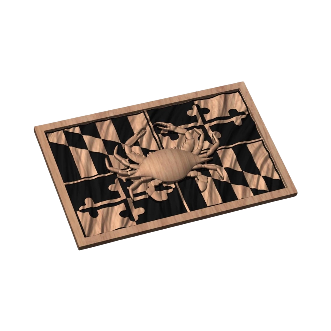 Maryland Flag Wavy STL file for 3D printing and CNC routing, LightBurn and Vectric ready