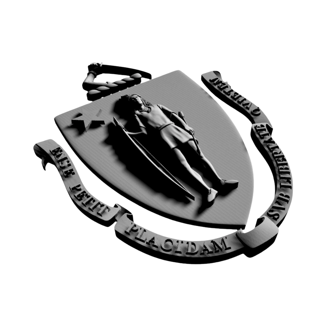 Massachusetts Flag Seal 3D detail view, ready for 3D printing and CNC routing