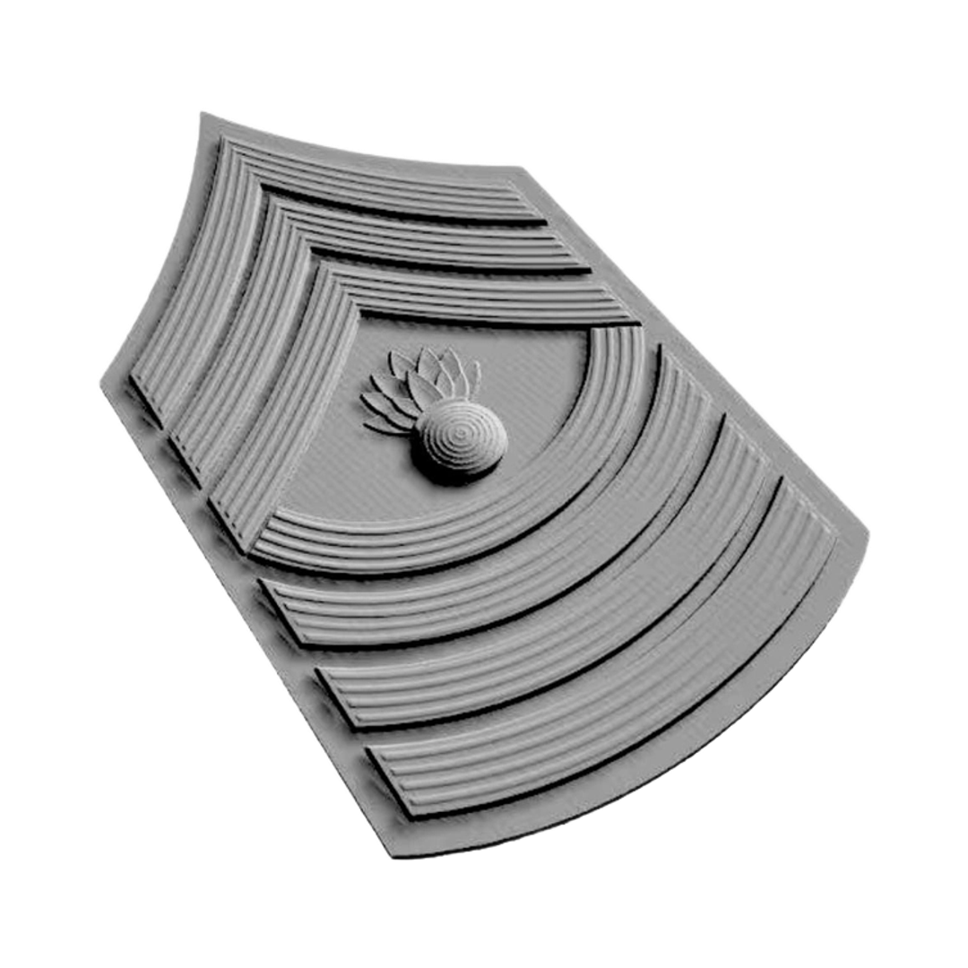 Master Gunnery Sergeant (MGySgt) Rank detail view, ready for 3D printing and CNC routing