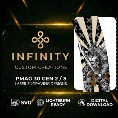 Mech Ronin MAG Fiber Laser Engraving Design SVG file for digital crafting, LightBurn and Vectric ready