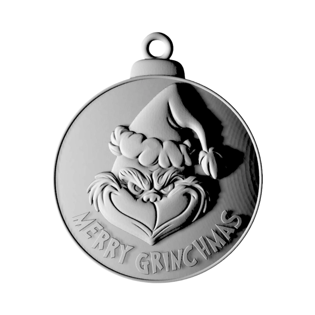 Merry Grinchmas Christmas Tree Ornament STL file for 3D printing and CNC routing, LightBurn and Vectric ready
