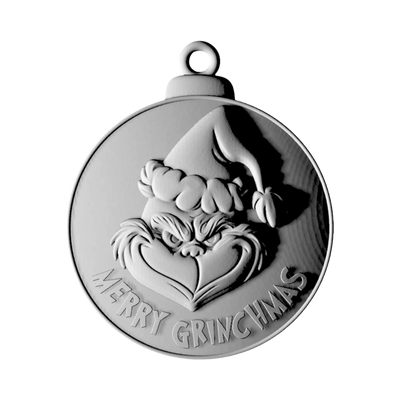 Merry Grinchmas Christmas Tree Ornament STL file for 3D printing and CNC routing, LightBurn and Vectric ready