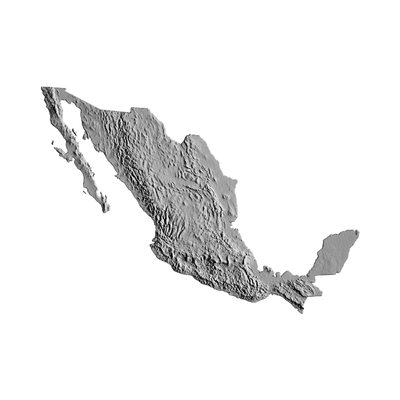Mexico Terrain STL file for 3D printing and CNC routing, LightBurn and Vectric ready