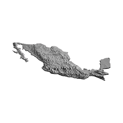 Mexico Terrain detail view, ready for 3D printing and CNC routing