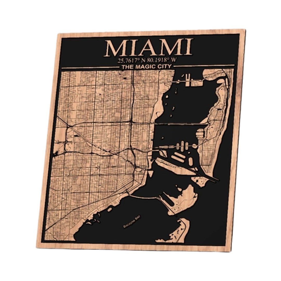 Miami, Florida City Map design preview, us states