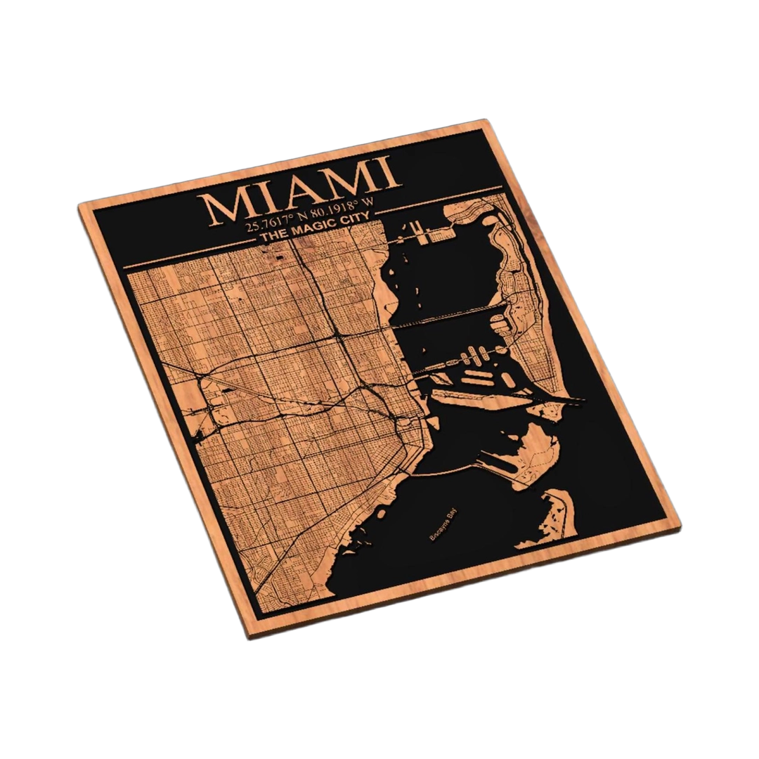 Miami, Florida City Map SVG file for laser cutting and CNC routing, LightBurn and Vectric ready