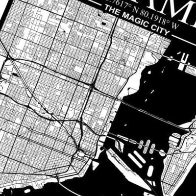 Miami, Florida City Map detail view, ready for laser cutting and CNC routing