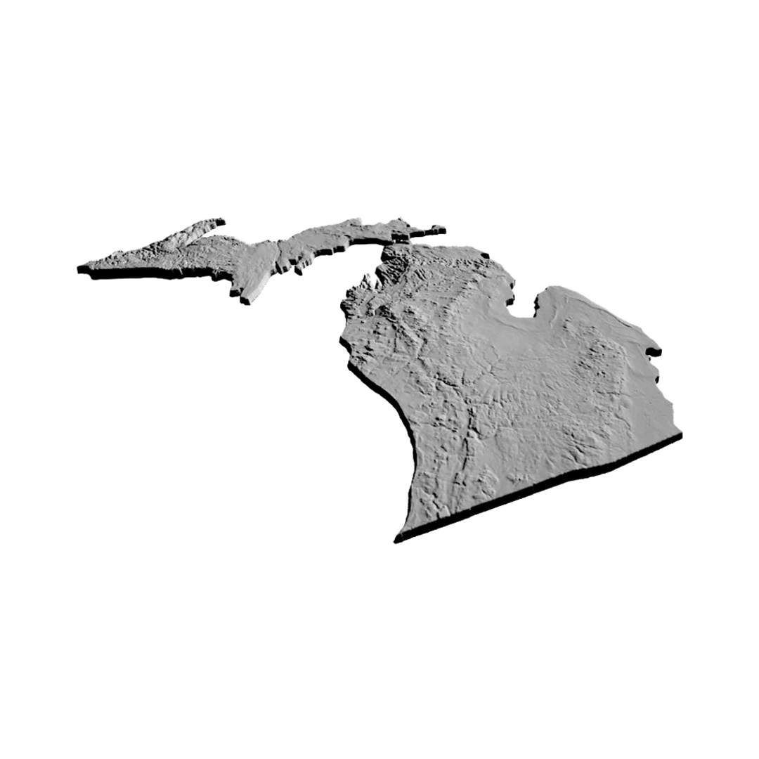 Michigan Terrain Map design preview, us states