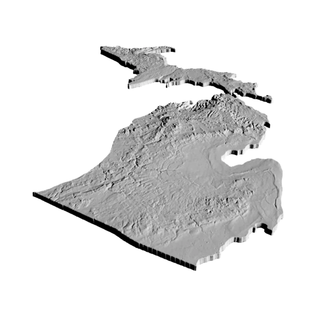 Michigan Terrain Map detail view, ready for 3D printing and CNC routing