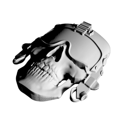 Aviation Helmet Skull detail view, ready for 3D printing and CNC routing