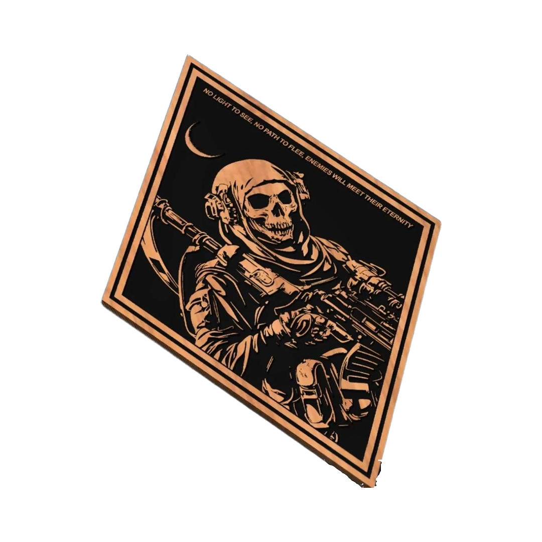 Military Skull Operator SVG file for laser cutting and CNC routing, LightBurn and Vectric ready