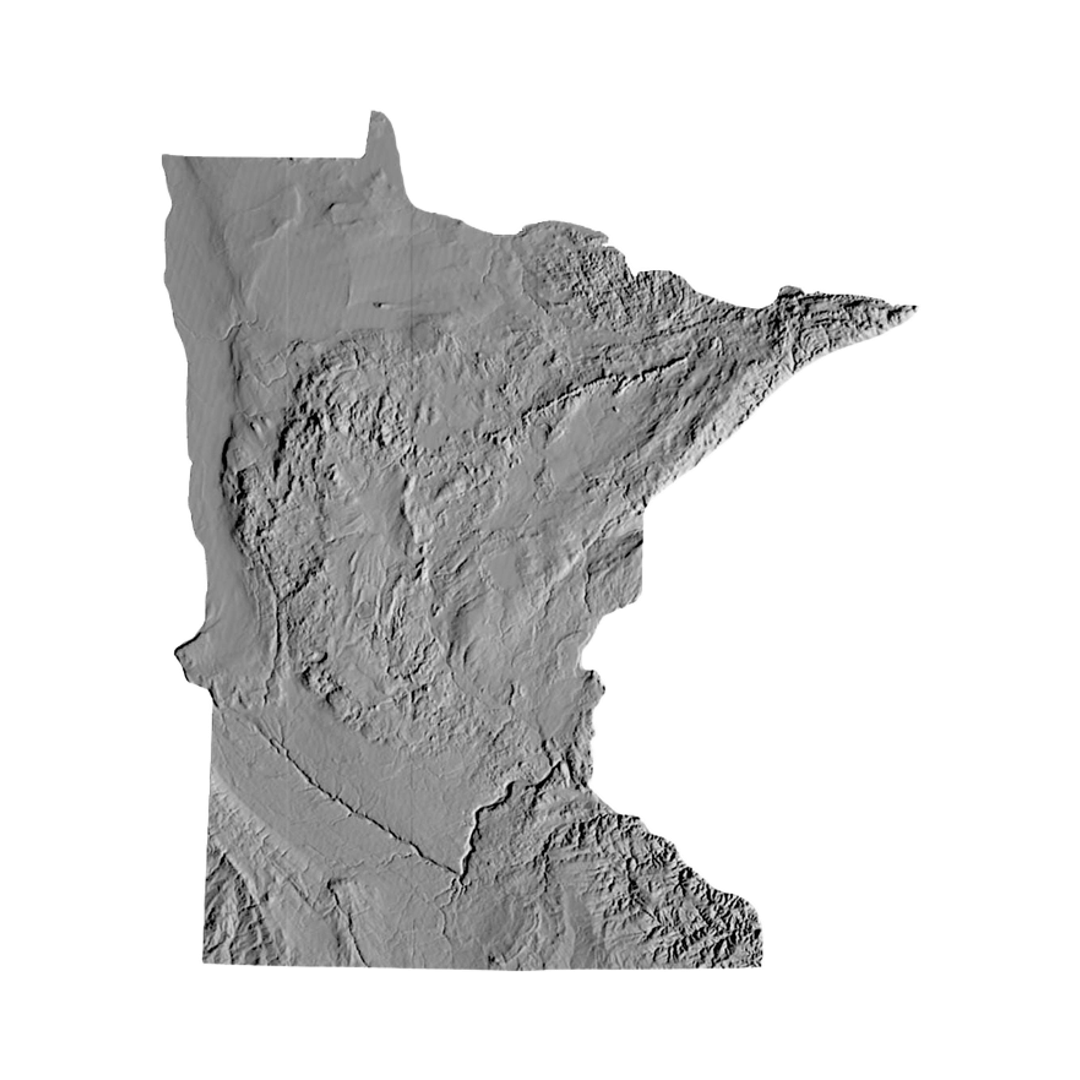 Minnesota Terrain Map STL file for digital crafting, LightBurn and Vectric ready